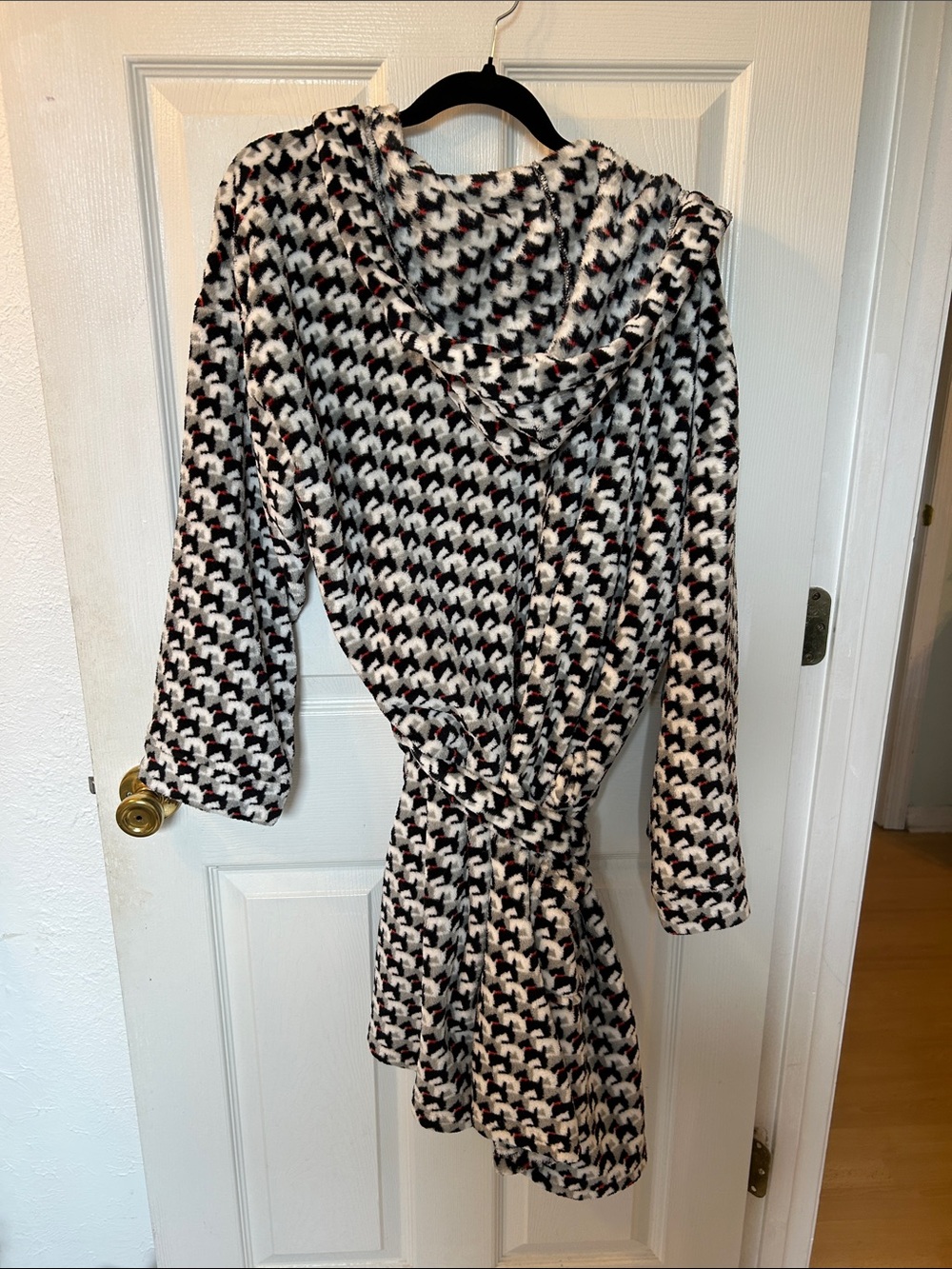 Vera Bradley Hooded Wrap Robe Scottie dog print size L/XL fleecy soft cozy - Picture 7 of 12